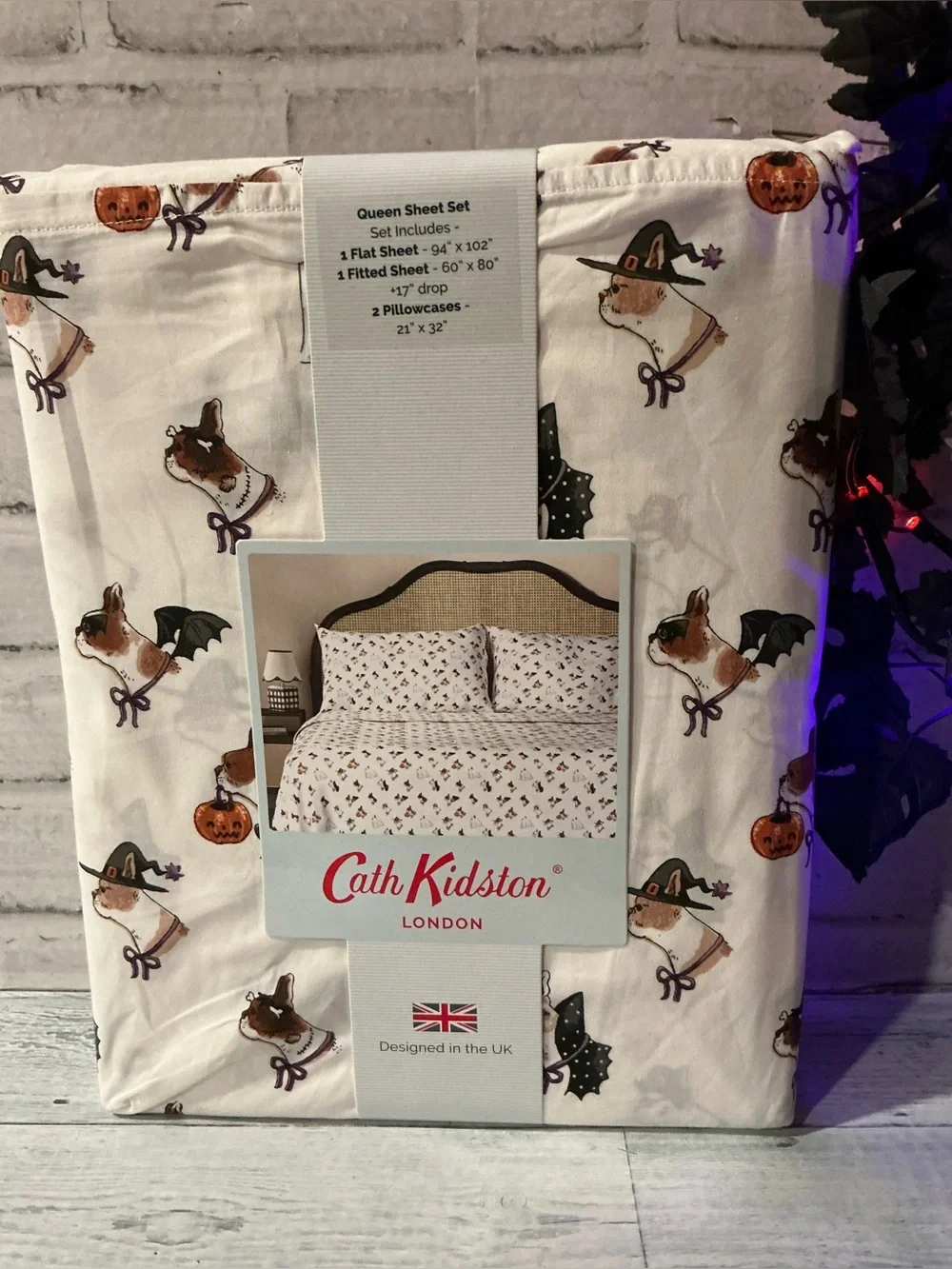 CATH KIDSTON 4Pc Queen Size cotton spooky dogs sheet set